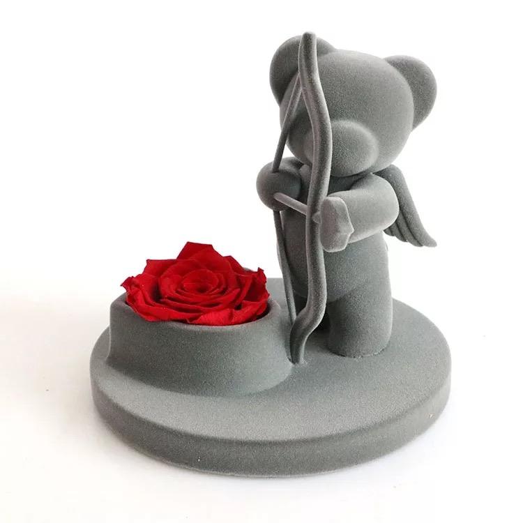 Ourson • Romantique • avec rose stabilisé