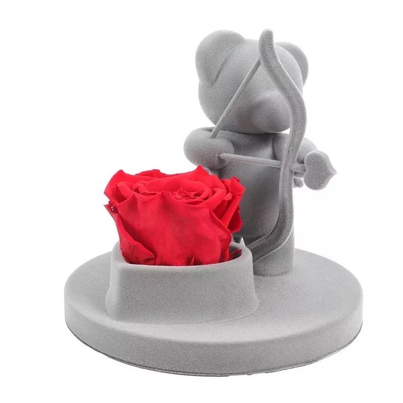 Ourson • Romantique • avec rose stabilisé