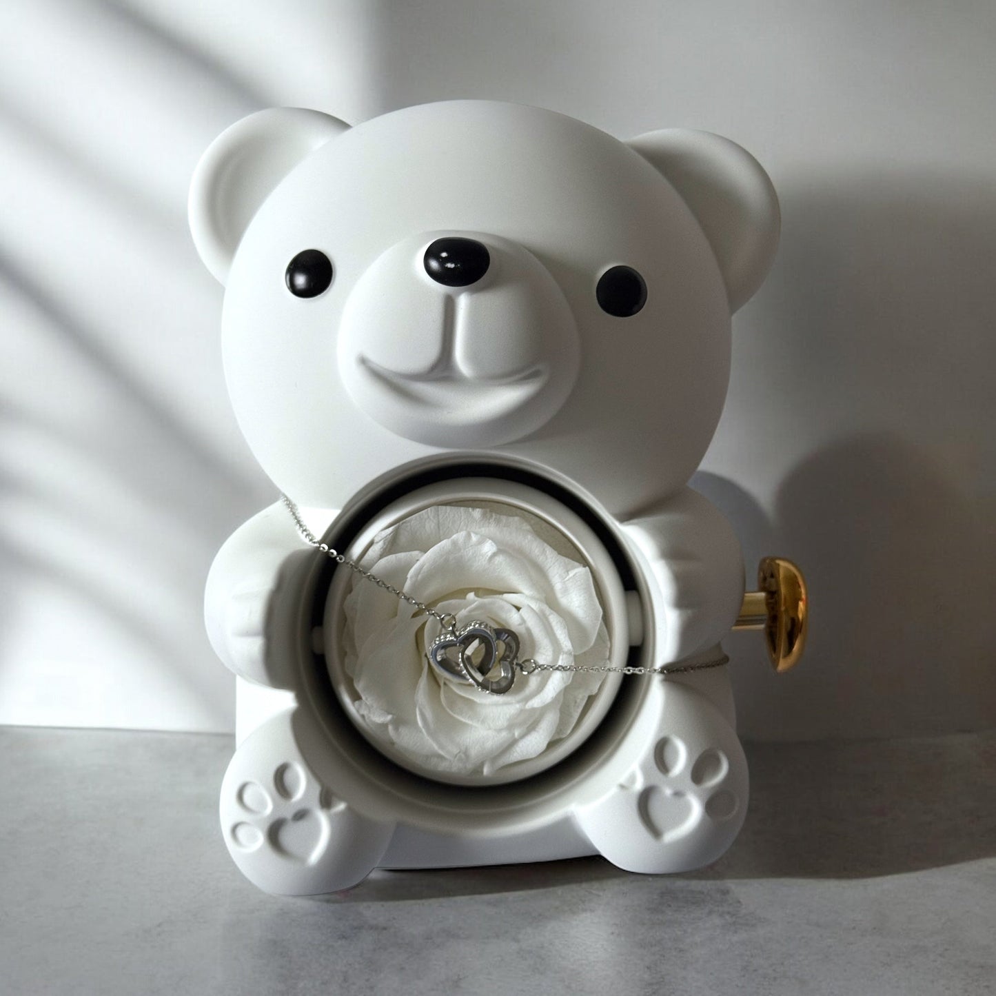 Nounours avec rose éternelle stabilisé