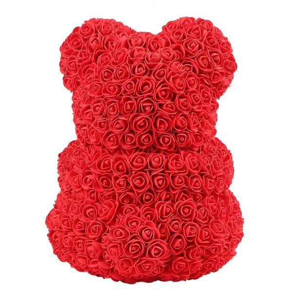 Ours en roses Rouge 40 cm