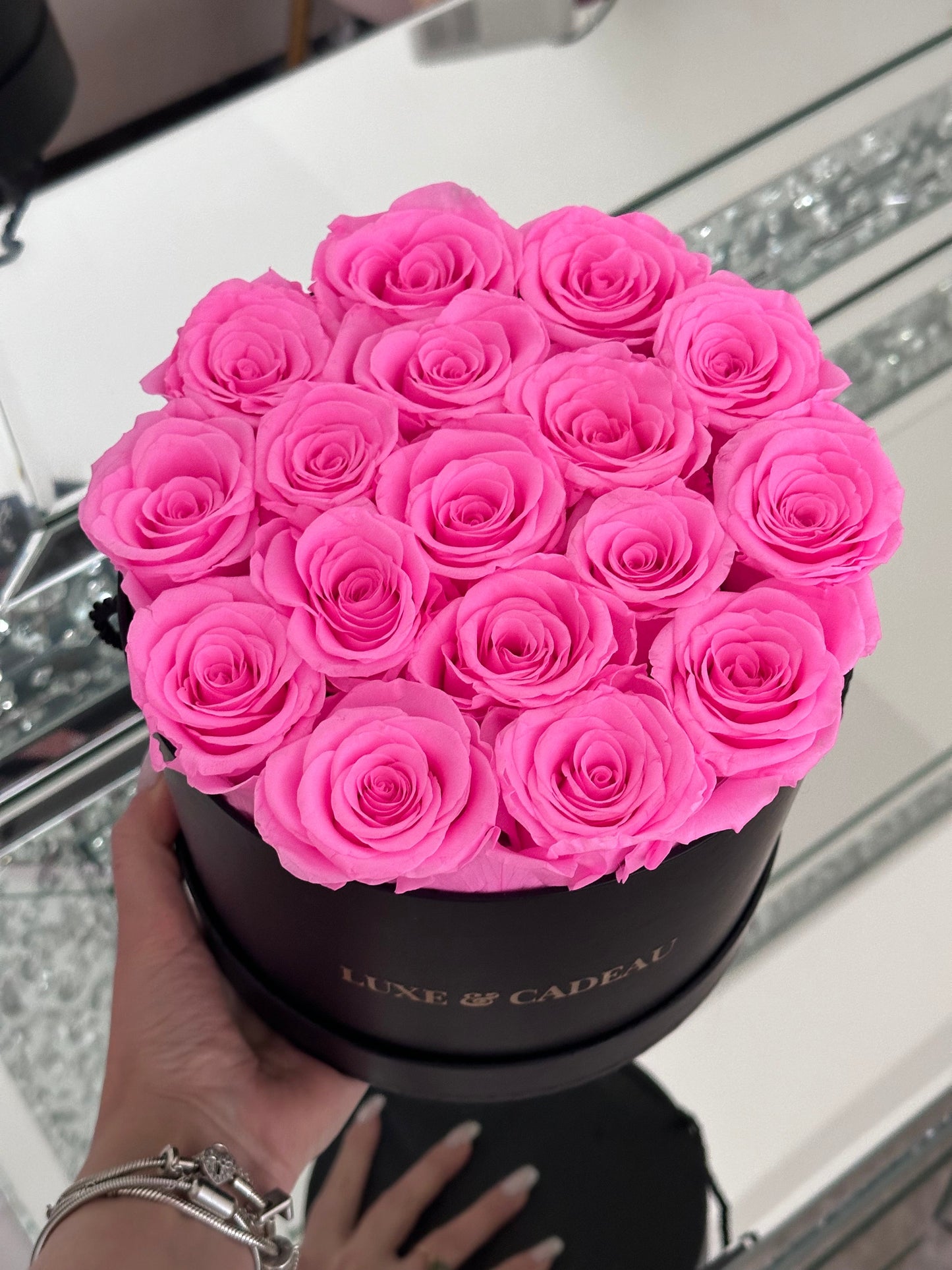 Rose éternelles boîte Ronde personnalisée