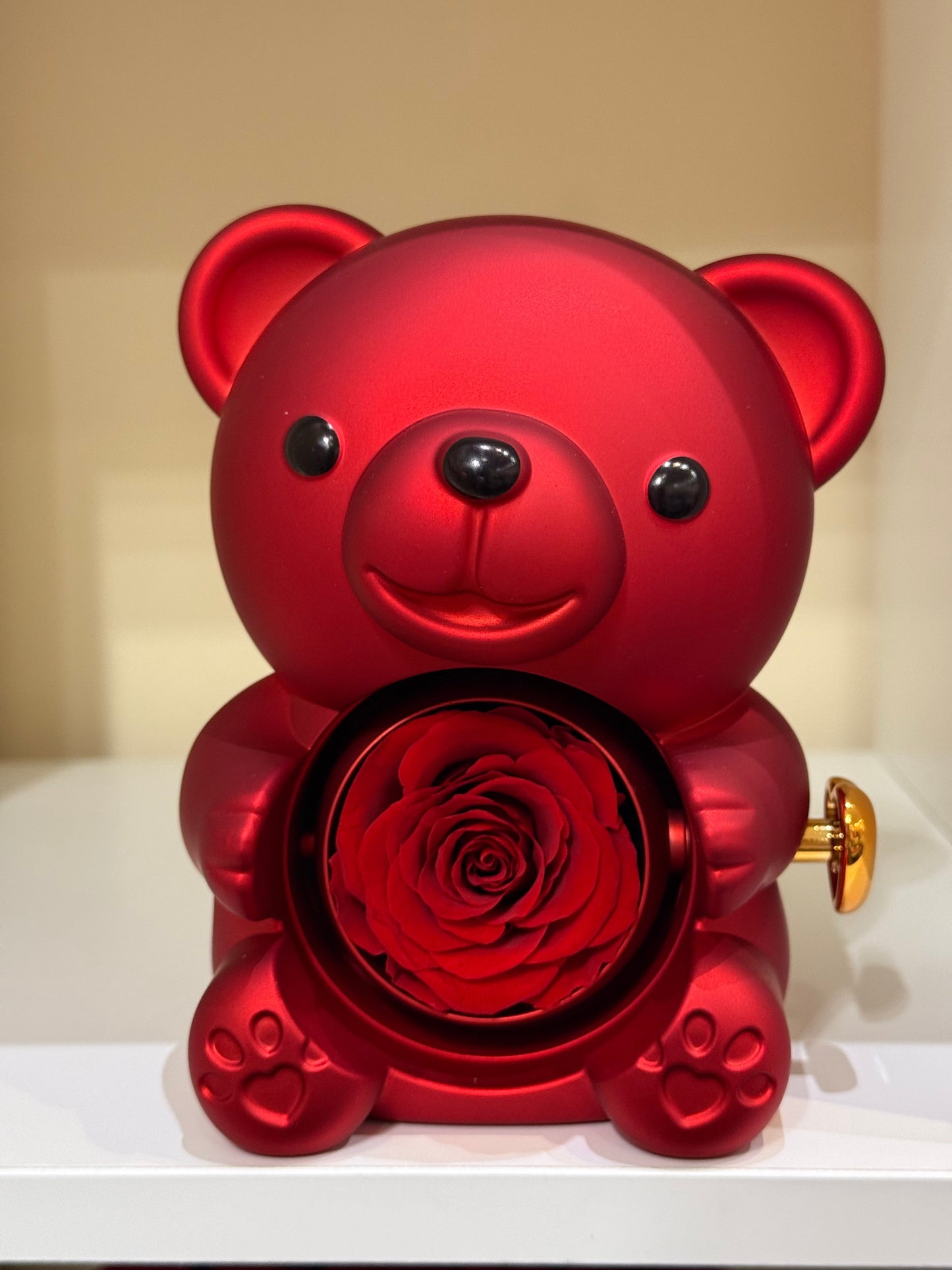Nounours avec rose éternelle stabilisé + bijoux ♾️