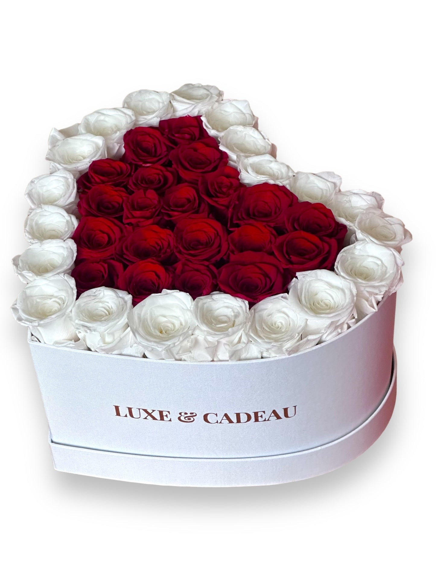 Cœur de roses éternelles stabilisé •Poème d'Amour •