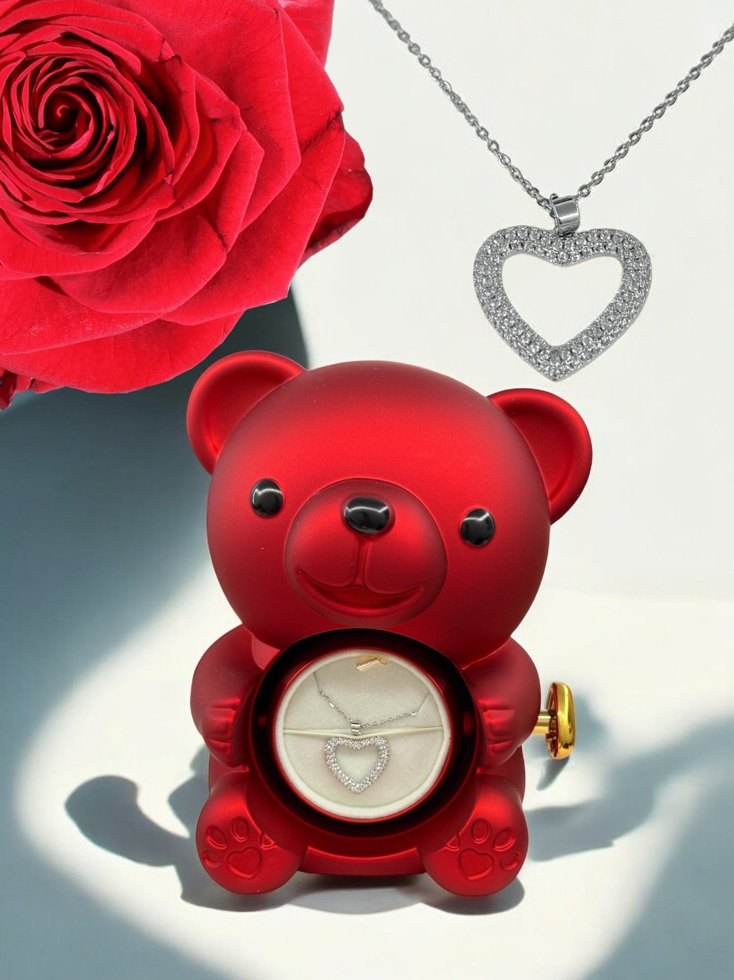 Nounours avec rose éternelle stabilisé