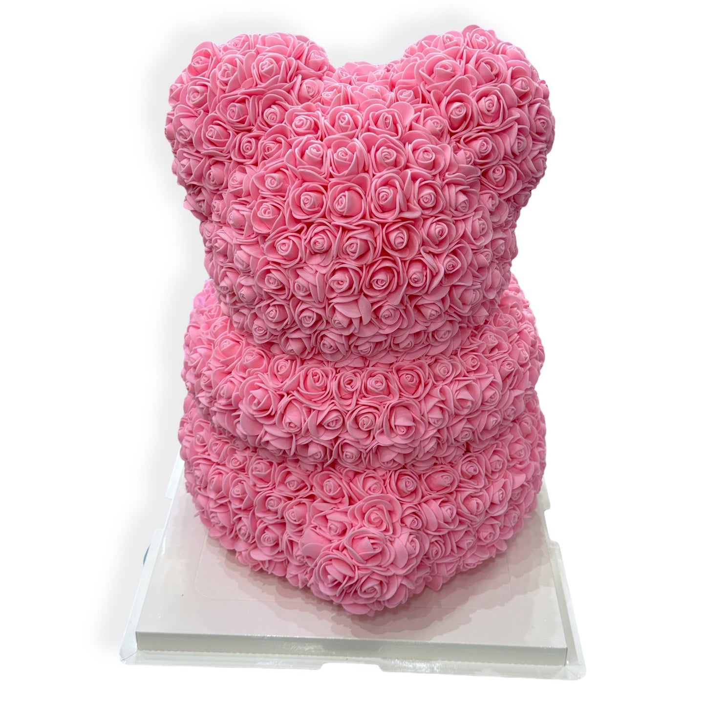 Ours en roses avec coeur 40cm Rose avec boîte
