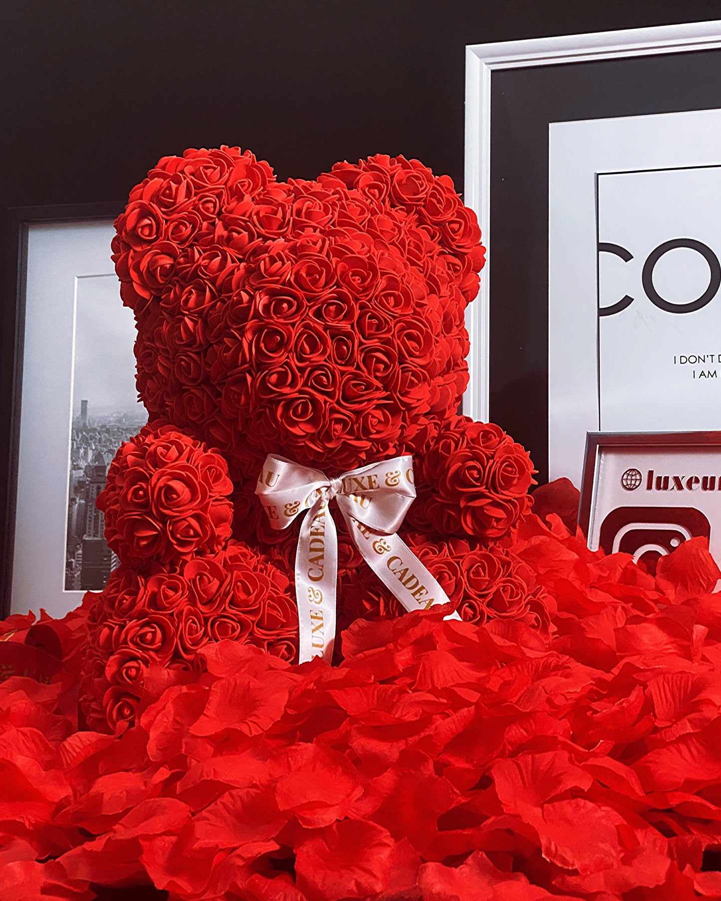 Ours en roses Rouge 40 cm