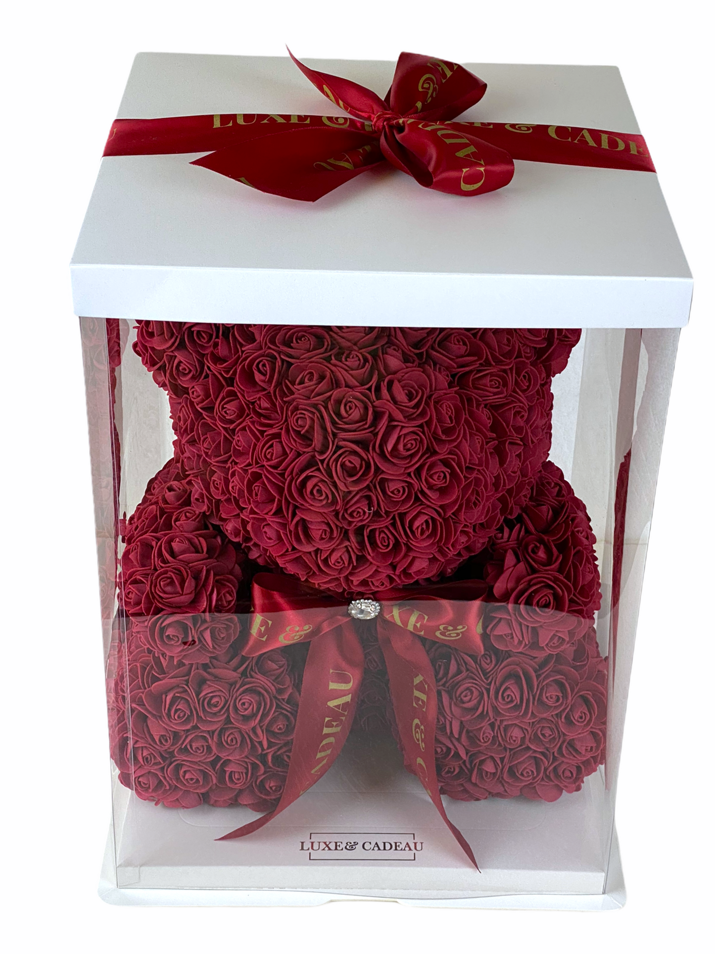 Ours en roses 40 cm Bordeaux