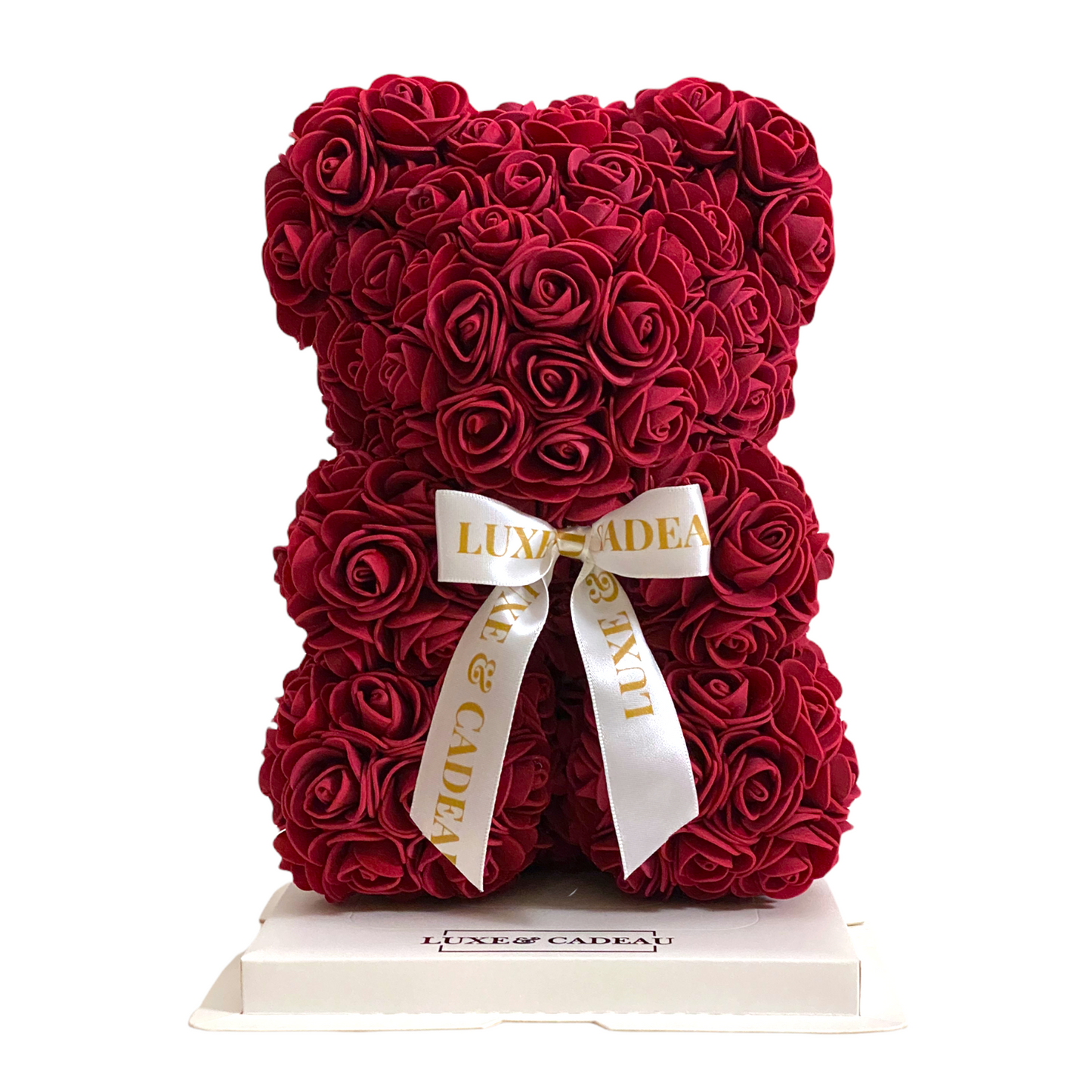 Ours en roses Bordeaux 25cm