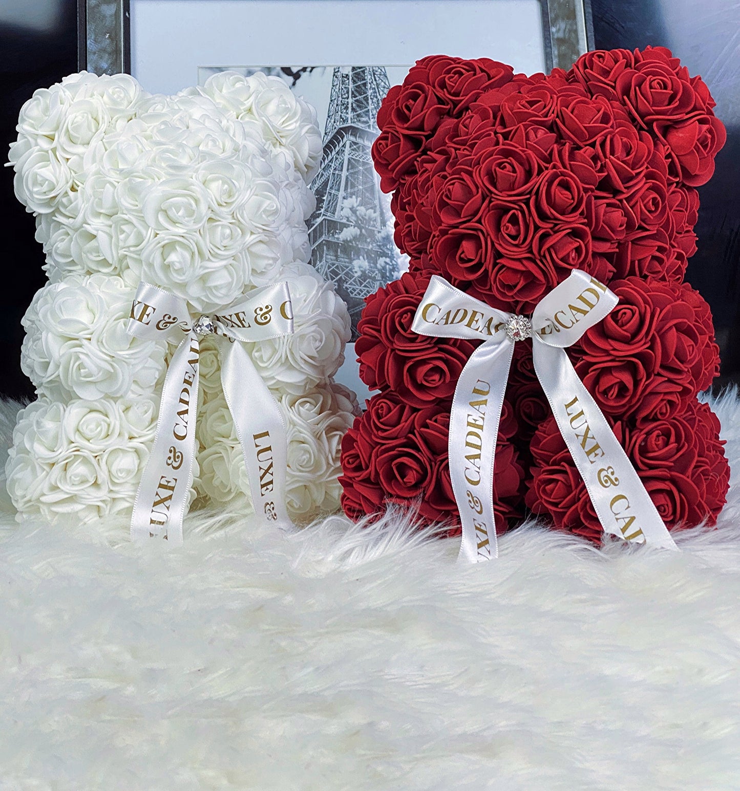 Ours en roses Bordeaux 25cm