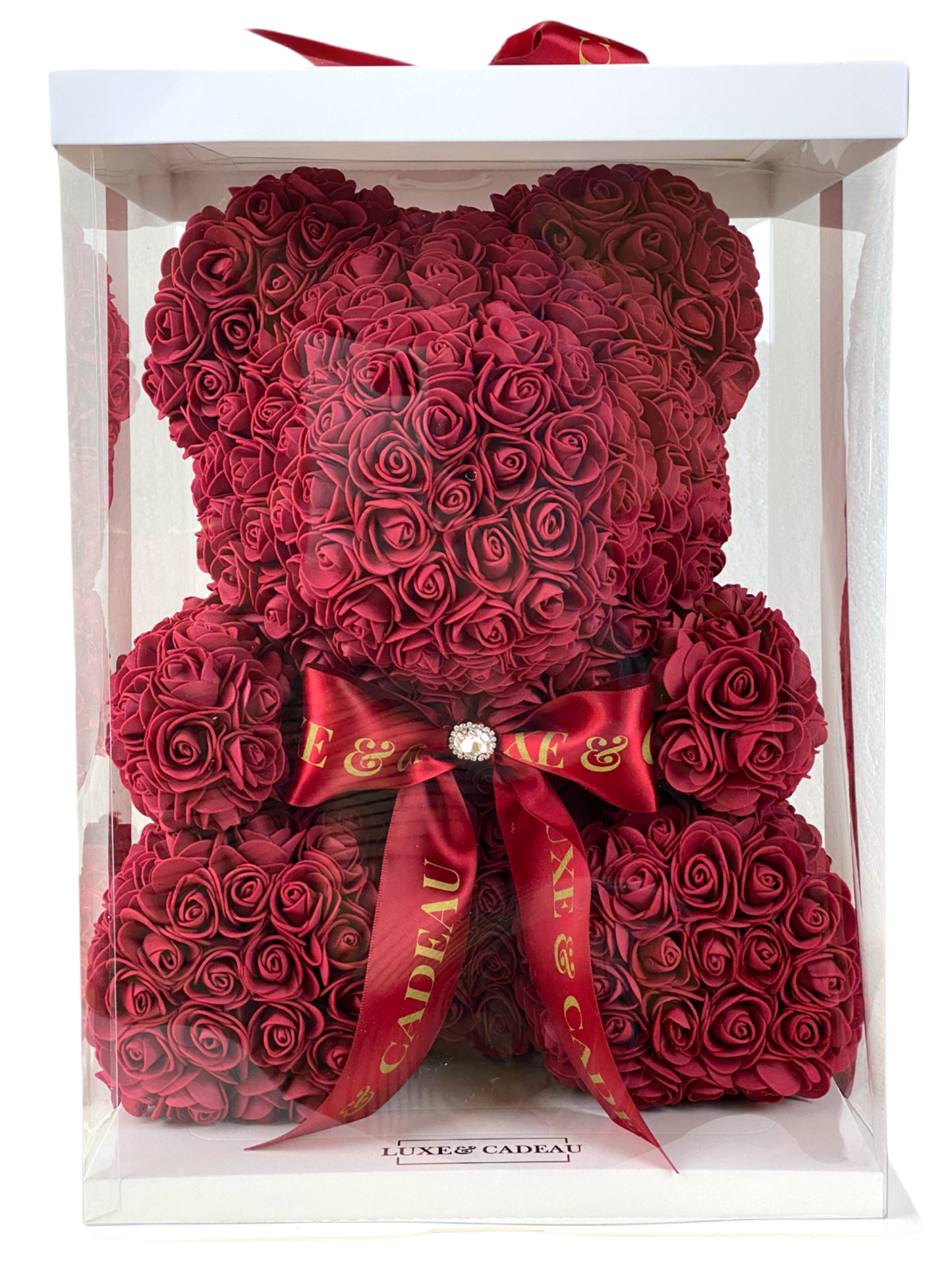 Ours en roses 40 cm Bordeaux