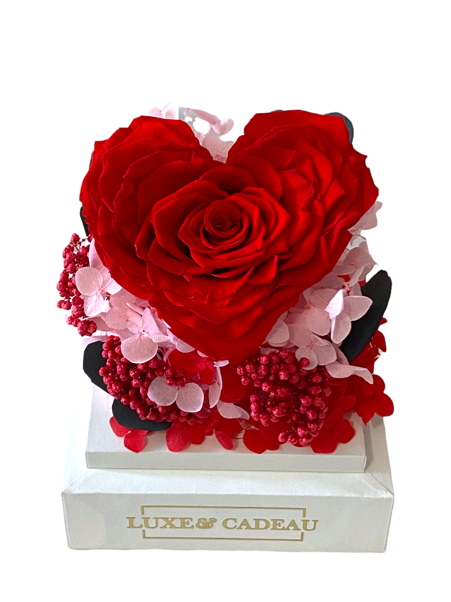 Rose éternelle en forme du cœur