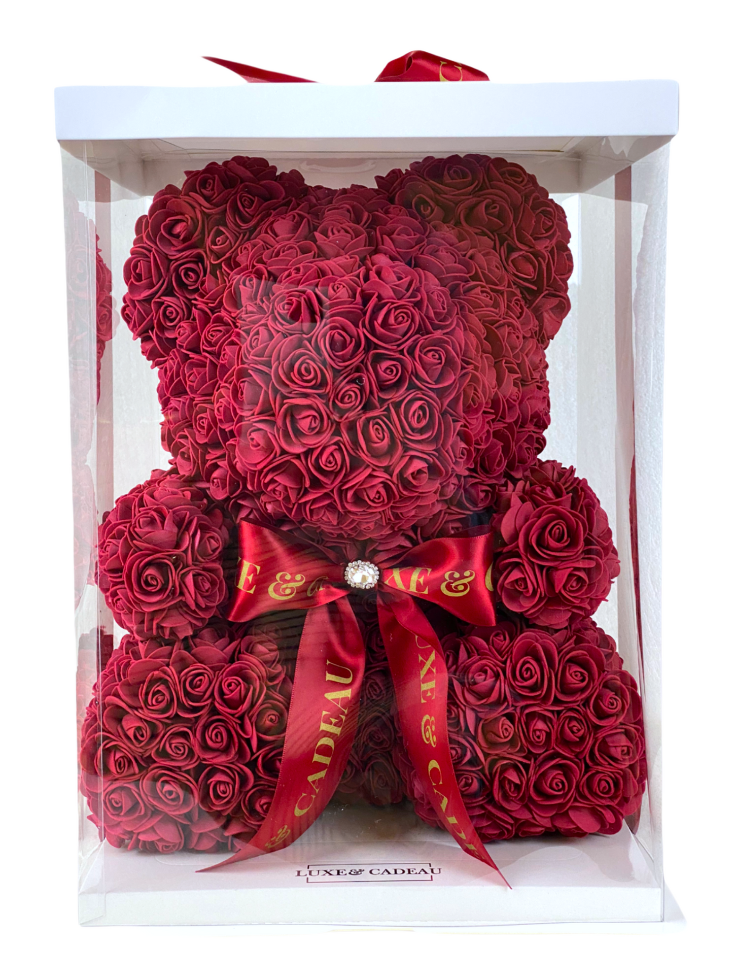 Ours en roses 40 cm Bordeaux