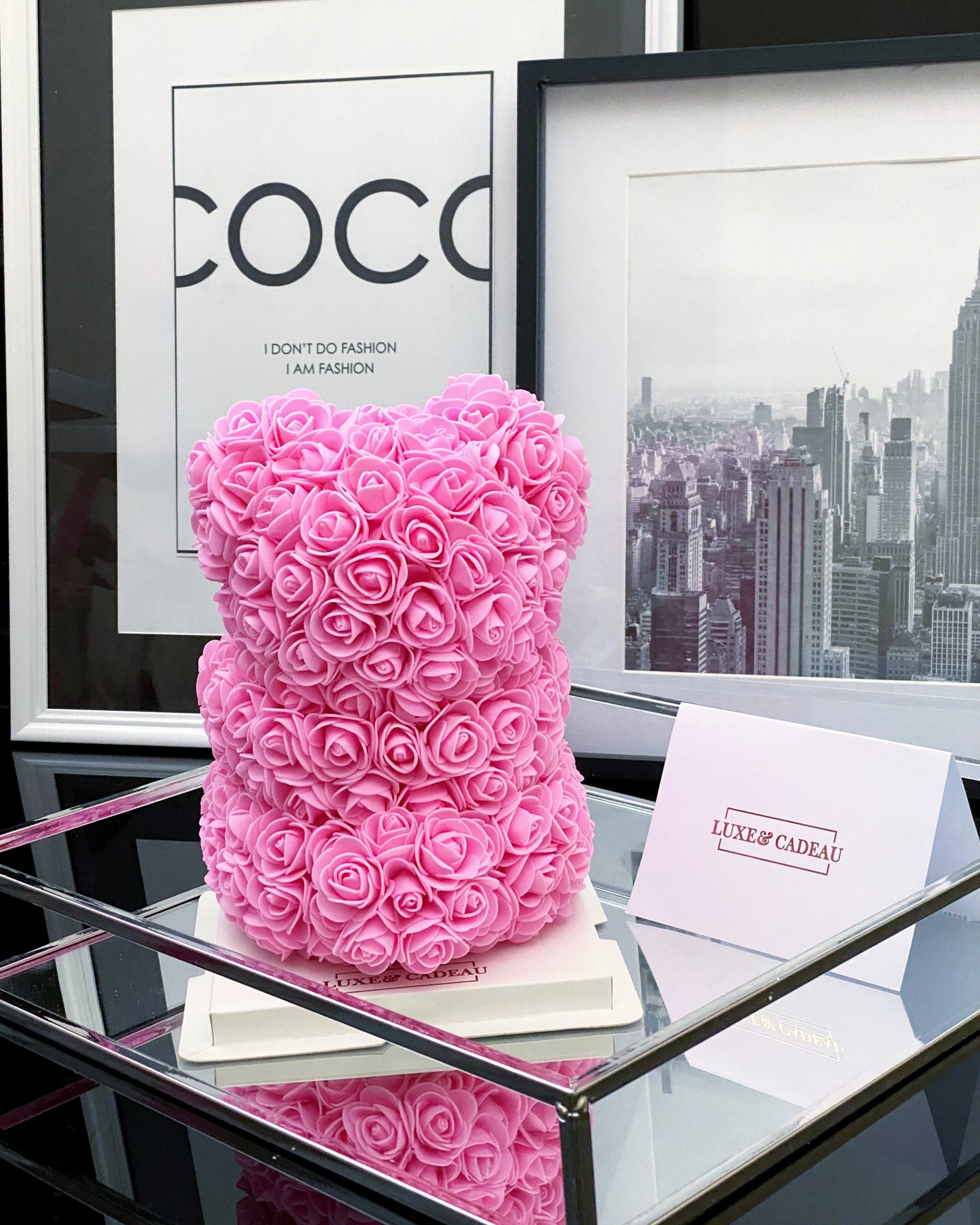 Ours en roses 25 cm rose