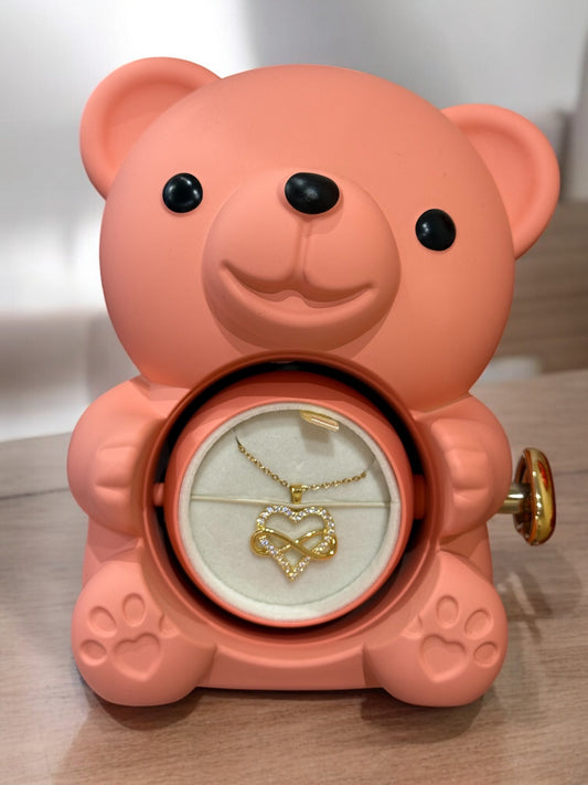 Collier en Acier Inoxydable – Cadeau Éternel dans un Ourson Mignon