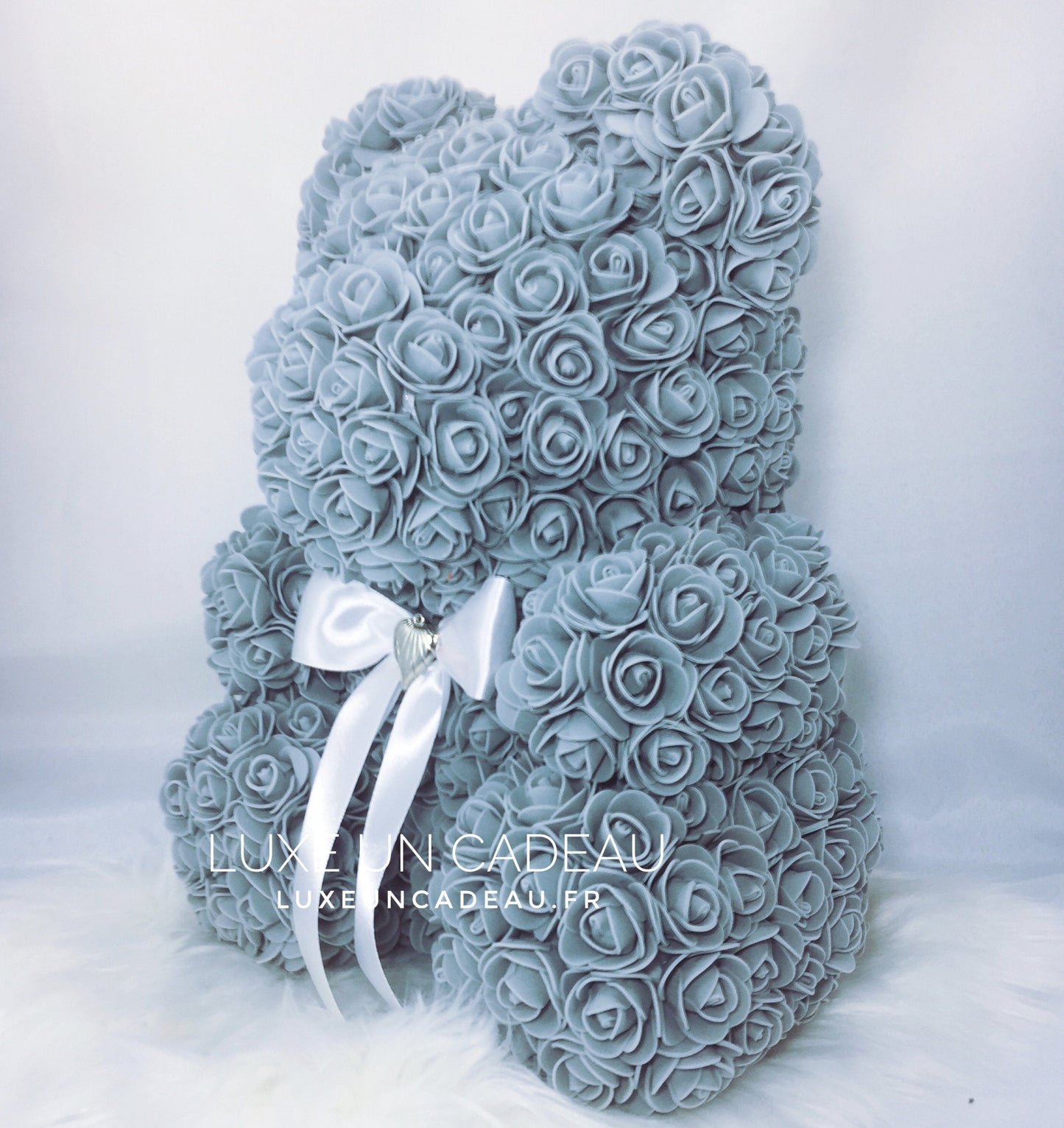 Ours en roses 40 cm Gris