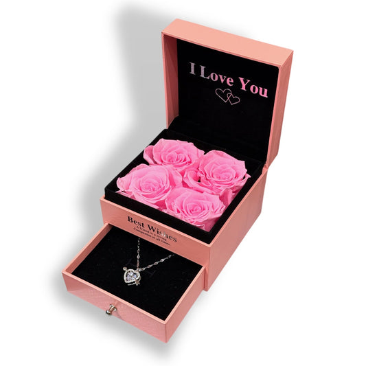 Rose éternelle avec bijoux