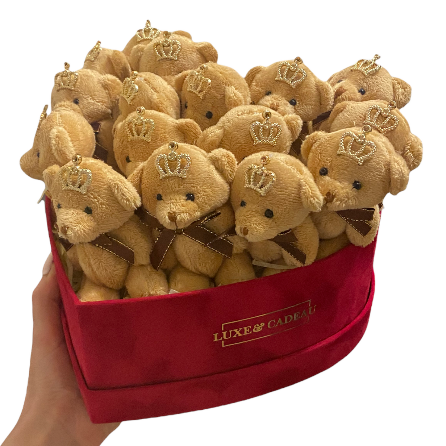 Bouquet forme cœur avec nounours