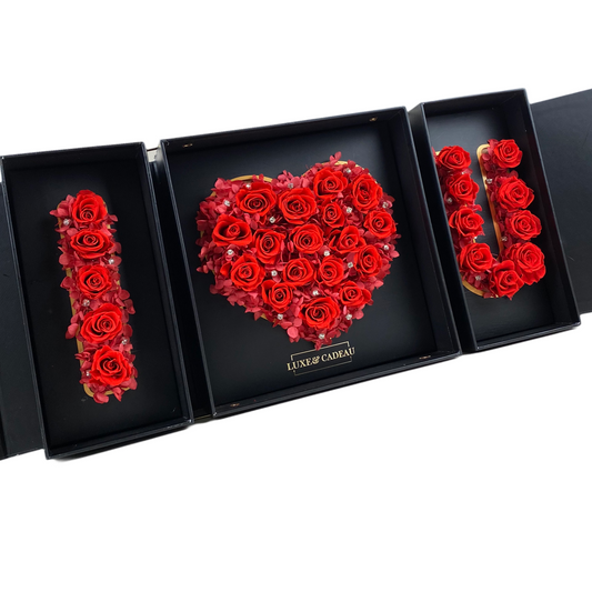 Bouquet roses éternelles avec strass I ❤️ U